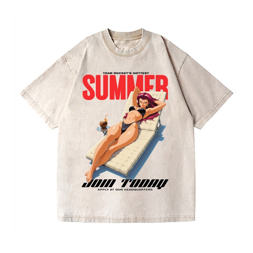 Rocket Girl Vintage Wash Japanese Design T-Shirt