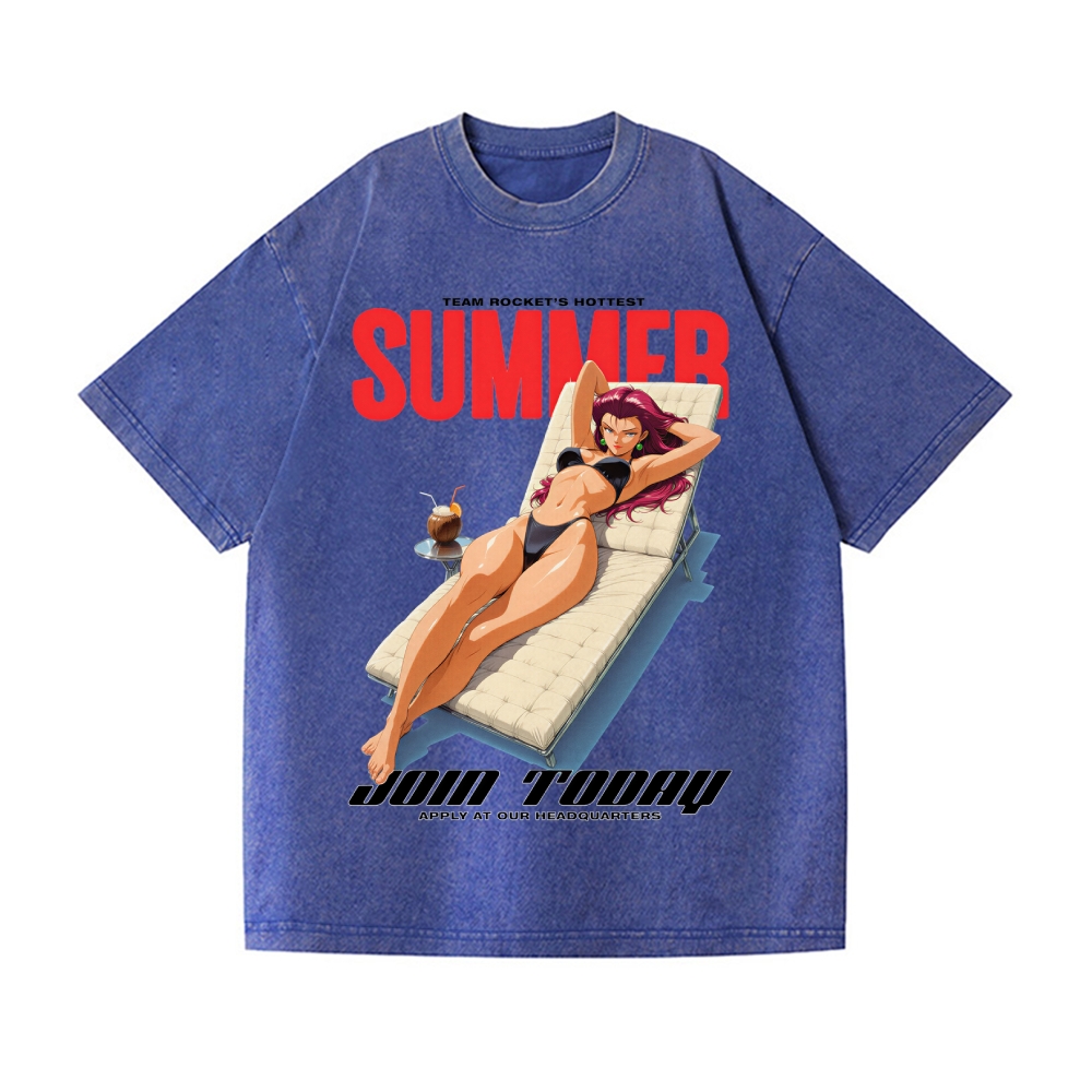 Rocket Girl Vintage Wash Japanese Design T-Shirt