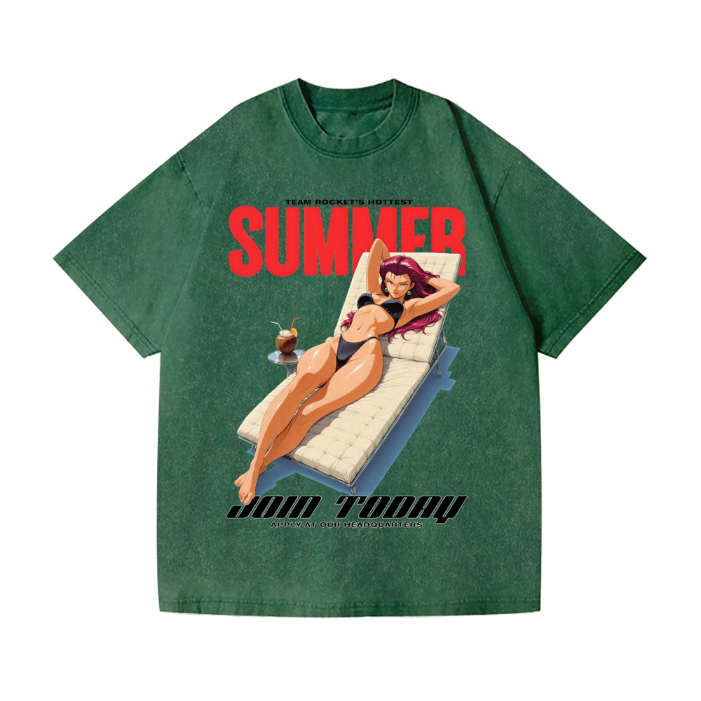 Rocket Girl Vintage Wash Japanese Design T-Shirt