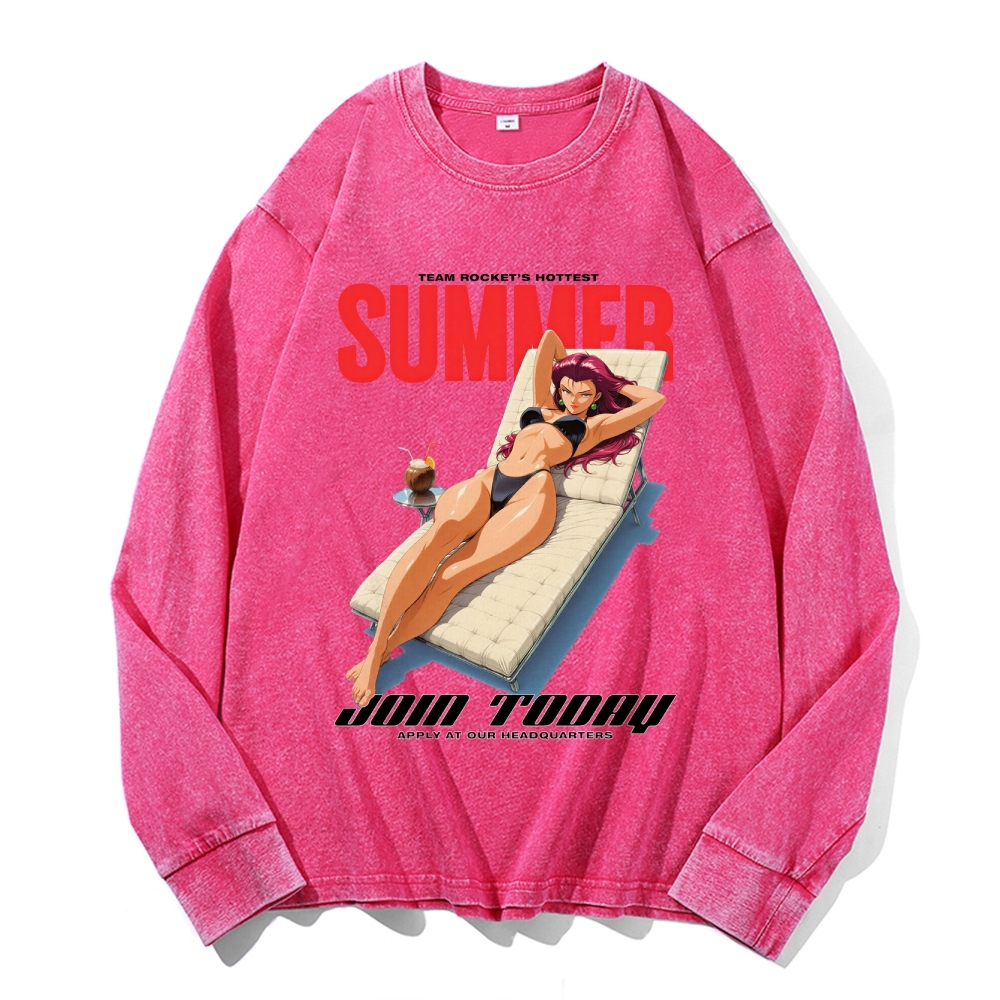 Vintage Cotton Wash Crewneck Long-Sleeve T-Shirt