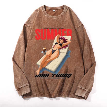 Vintage Cotton Wash Crewneck Long-Sleeve T-Shirt