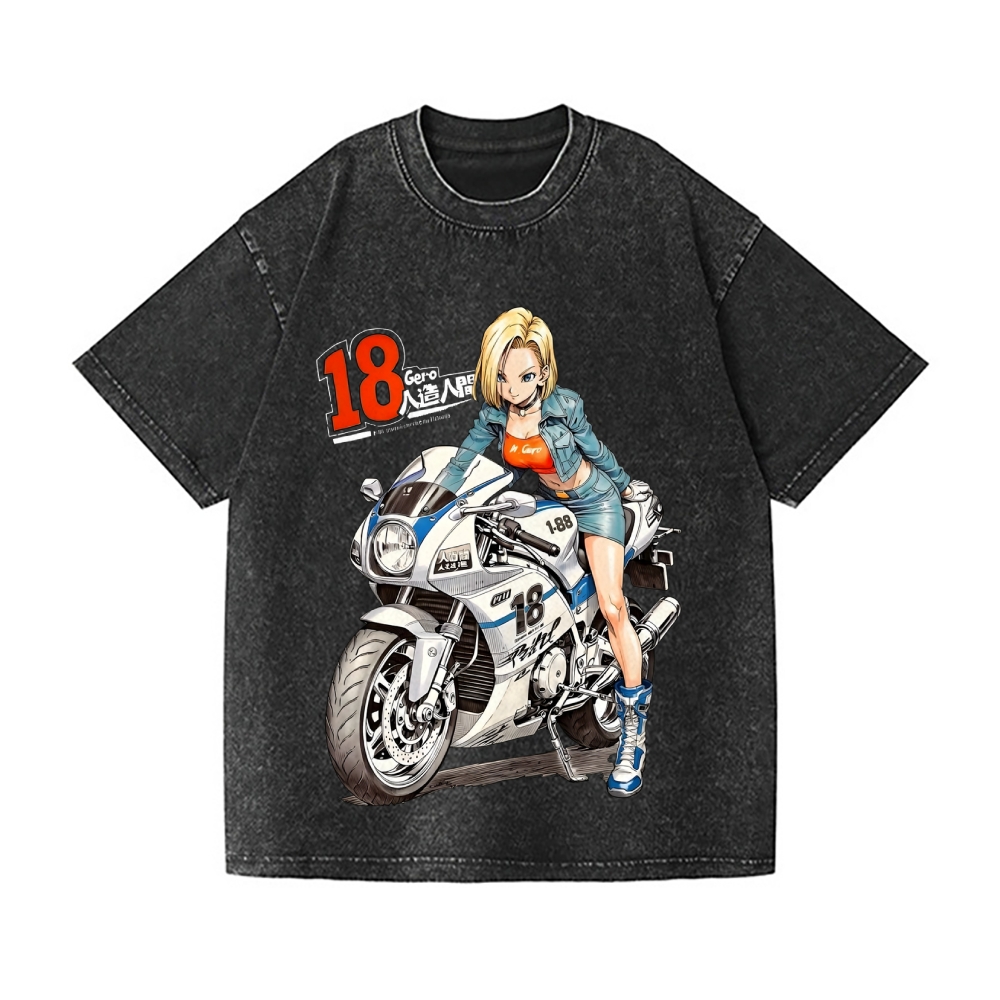 Android 18 Vintage Wash Japanese Design T-Shirt