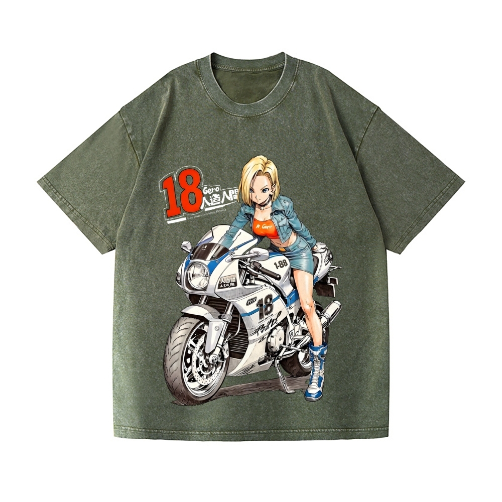 Android 18 Vintage Wash Japanese Design T-Shirt