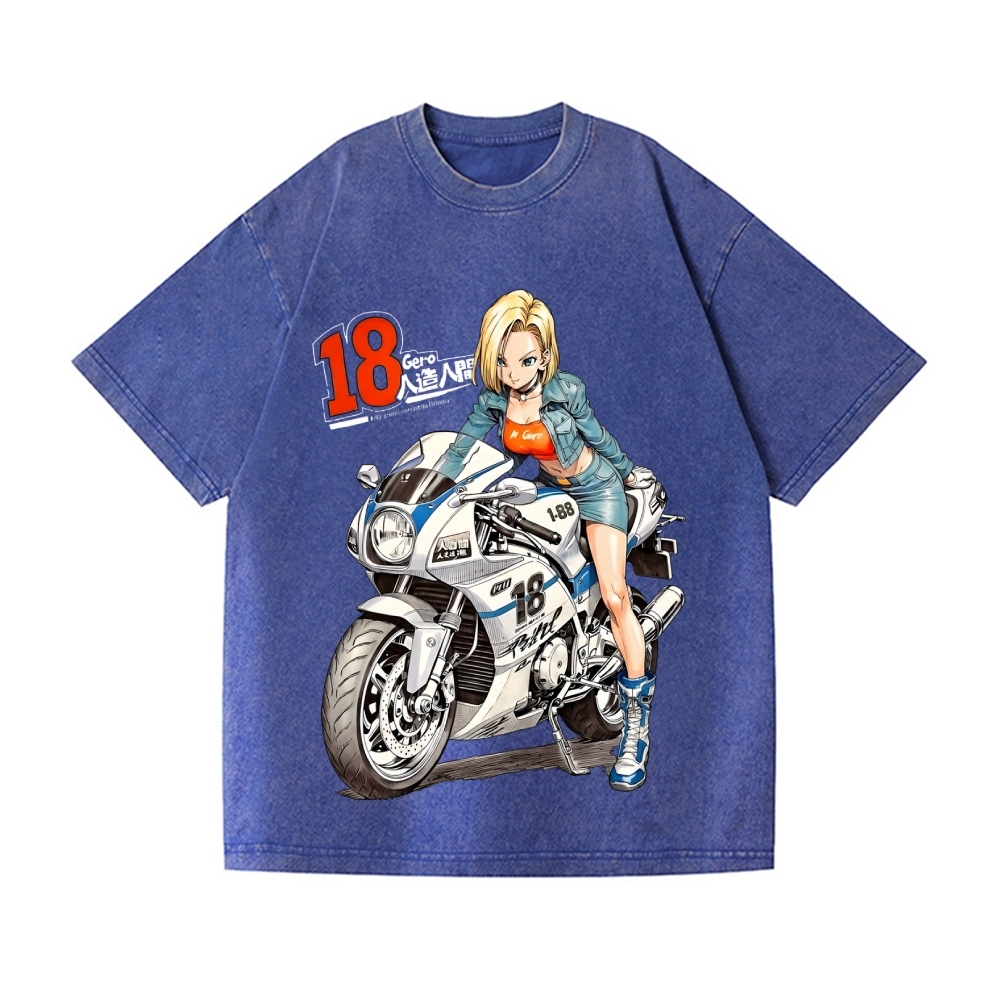 Android 18 Vintage Wash Japanese Design T-Shirt
