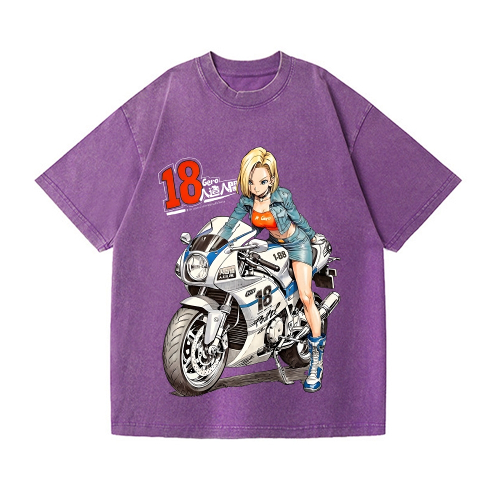 Android 18 Vintage Wash Japanese Design T-Shirt