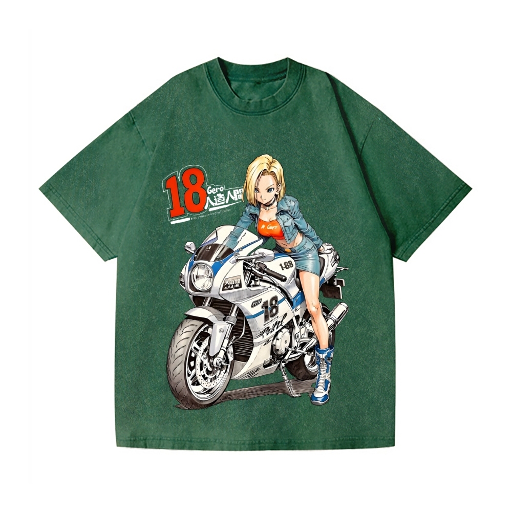 Android 18 Vintage Wash Japanese Design T-Shirt