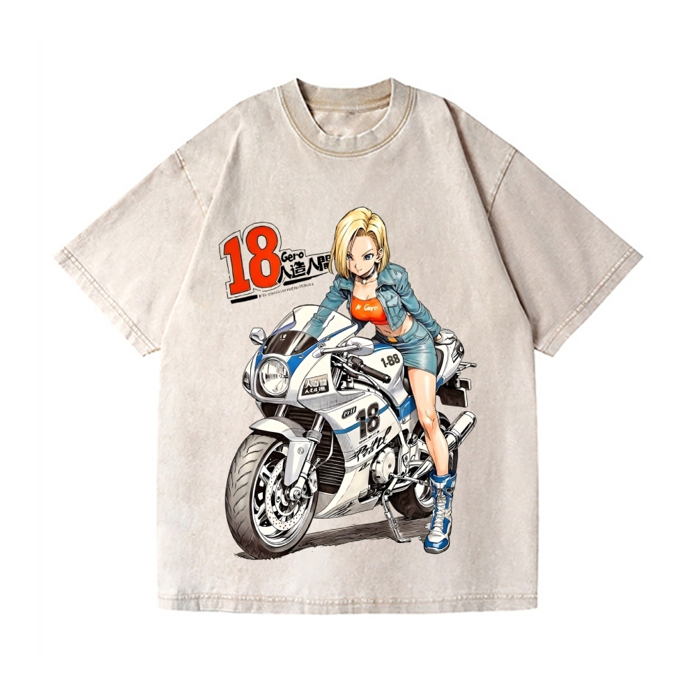 Android 18 Vintage Wash Japanese Design T-Shirt