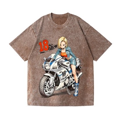 Android 18 Vintage Wash Japanese Design T-Shirt
