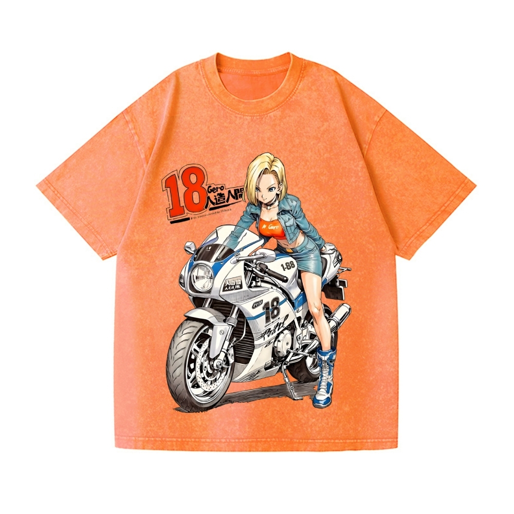 Android 18 Vintage Wash Japanese Design T-Shirt