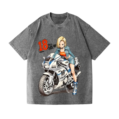 Android 18 Vintage Wash Japanese Design T-Shirt