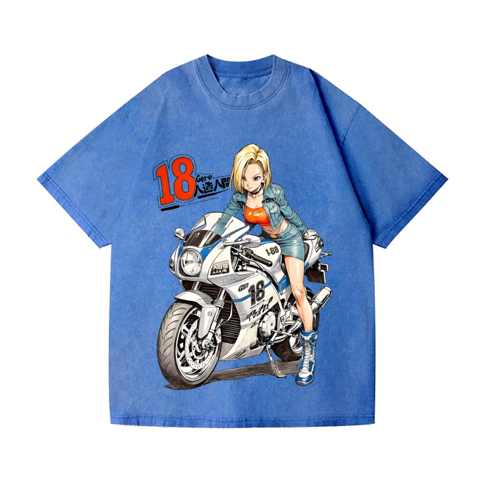 Android 18 Vintage Wash Japanese Design T-Shirt