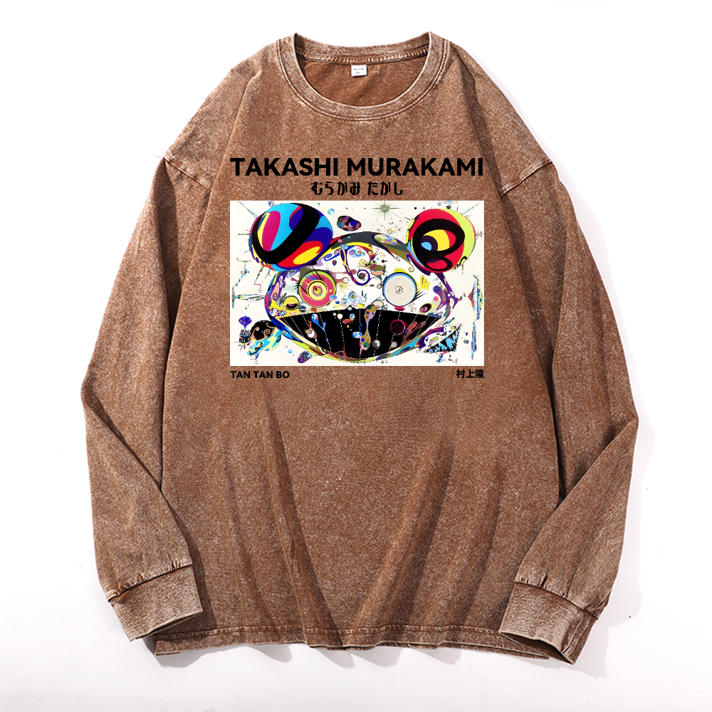 Japan Sunflower Panda TM Vintage Cotton Wash Long-sleeve T-shirt
