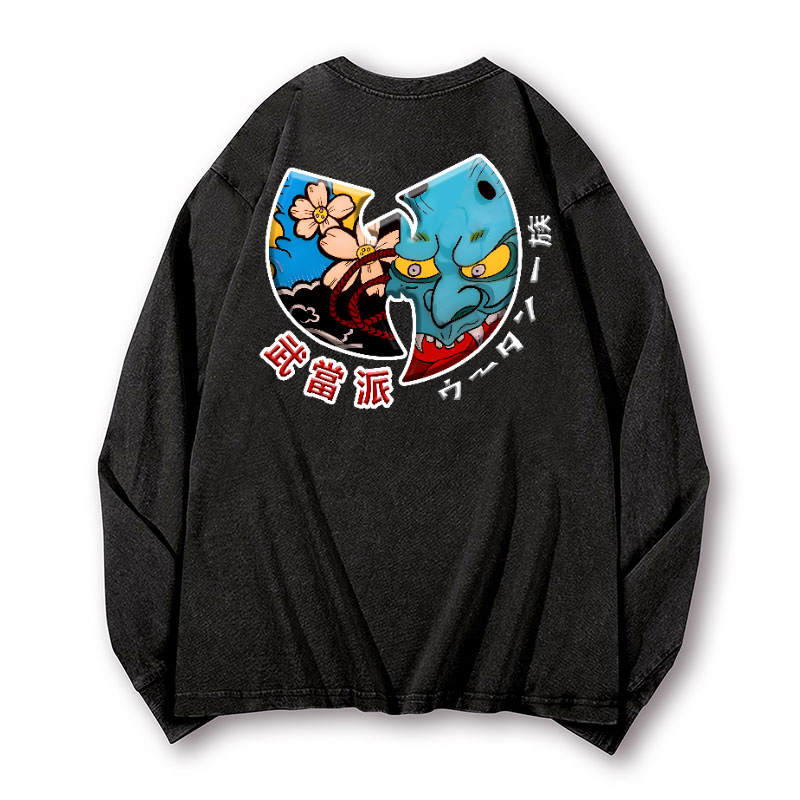 Wu Tang Clan Vintage Washed Cotton Back Art Long-sleeve T-shirt