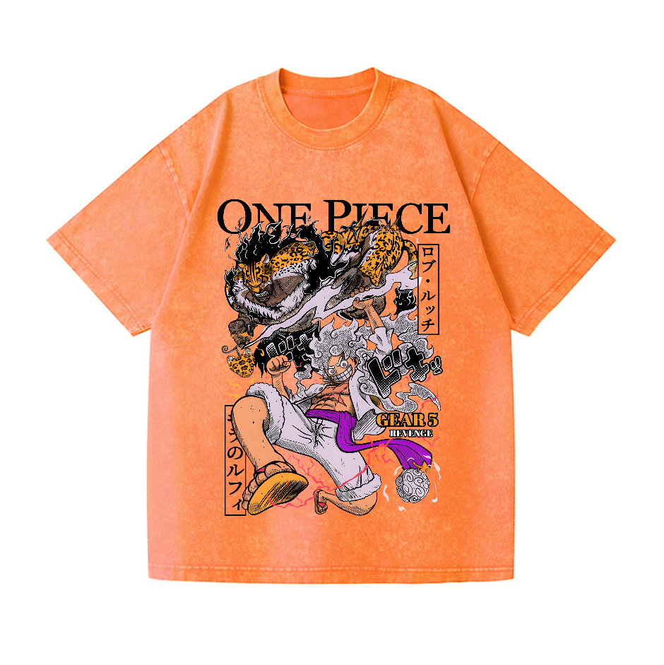 One Piece Gear 5 Luffy Vintage Wash Japanese Design T-Shirt