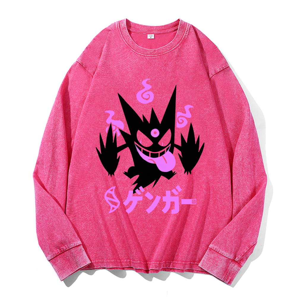 Gengar Vintage Cotton Wash Crewneck Sweatshirt