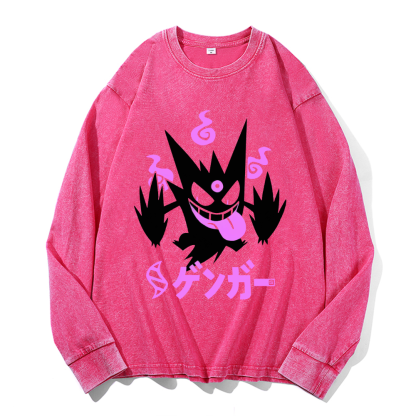 Gengar Vintage Cotton Wash Crewneck Sweatshirt