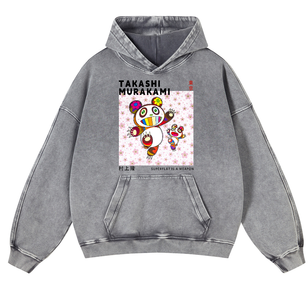 Panda TM Vintage Washed Thick Cotton Hoodie
