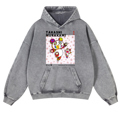 Panda TM Vintage Washed Thick Cotton Hoodie