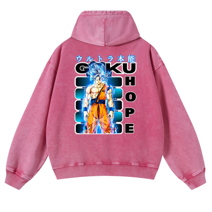 DB Son Goku Vintage Washed Cotton Back Art Hoodie