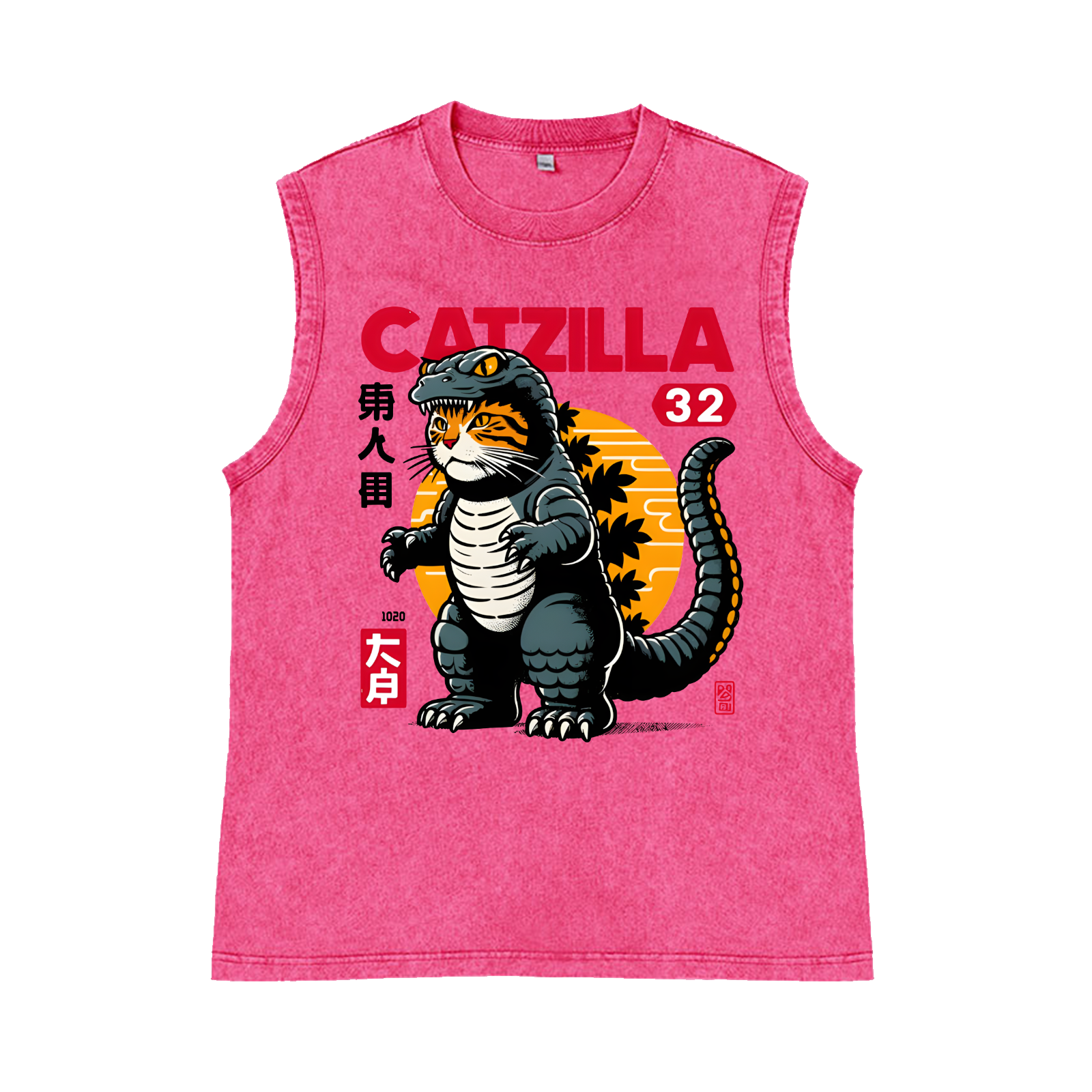 Catzilla Kaiju Pure Cotton Wash-Dyed Sleeveless Tank Top