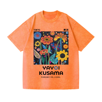 Yayoi Kusama Flower Vintage Wash Japanese Design T-Shirt