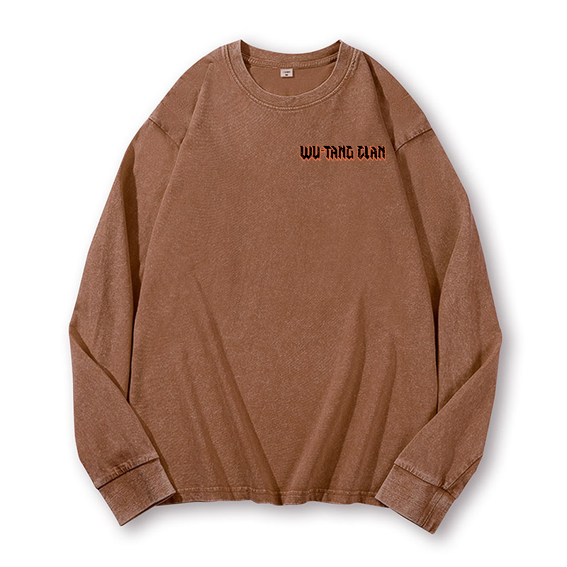 Wu Tang Clan Vintage Washed Cotton Back Art Long-sleeve T-shirt