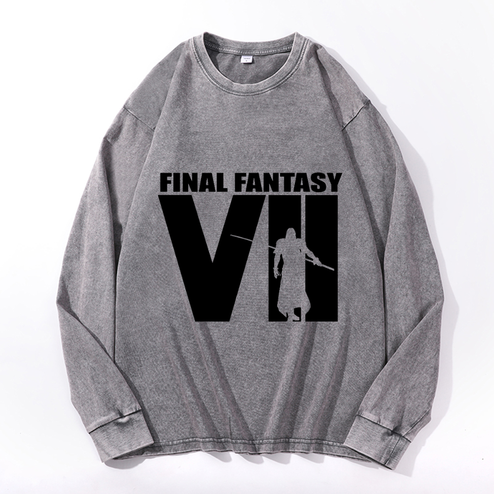 Final Fantasy Vintage Cotton Wash Crewneck Sweatshirt