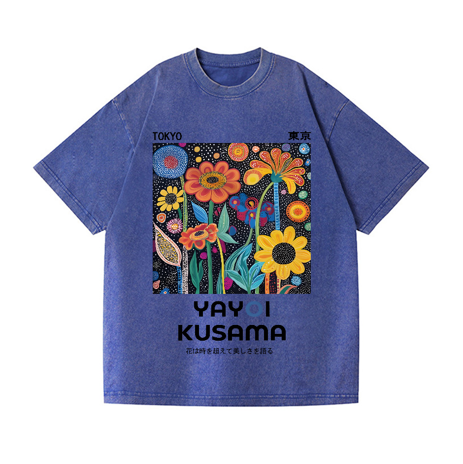 Yayoi Kusama Flower Vintage Wash Japanese Design T-Shirt