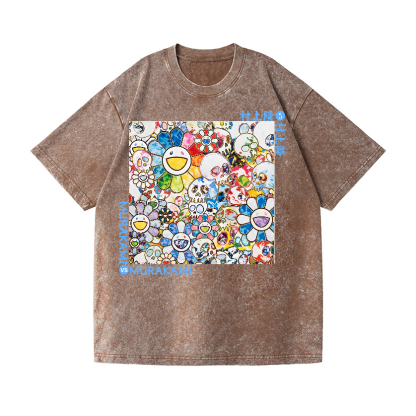 TM Skull SunFlower Vintage Wash Japanese Design T-Shirt