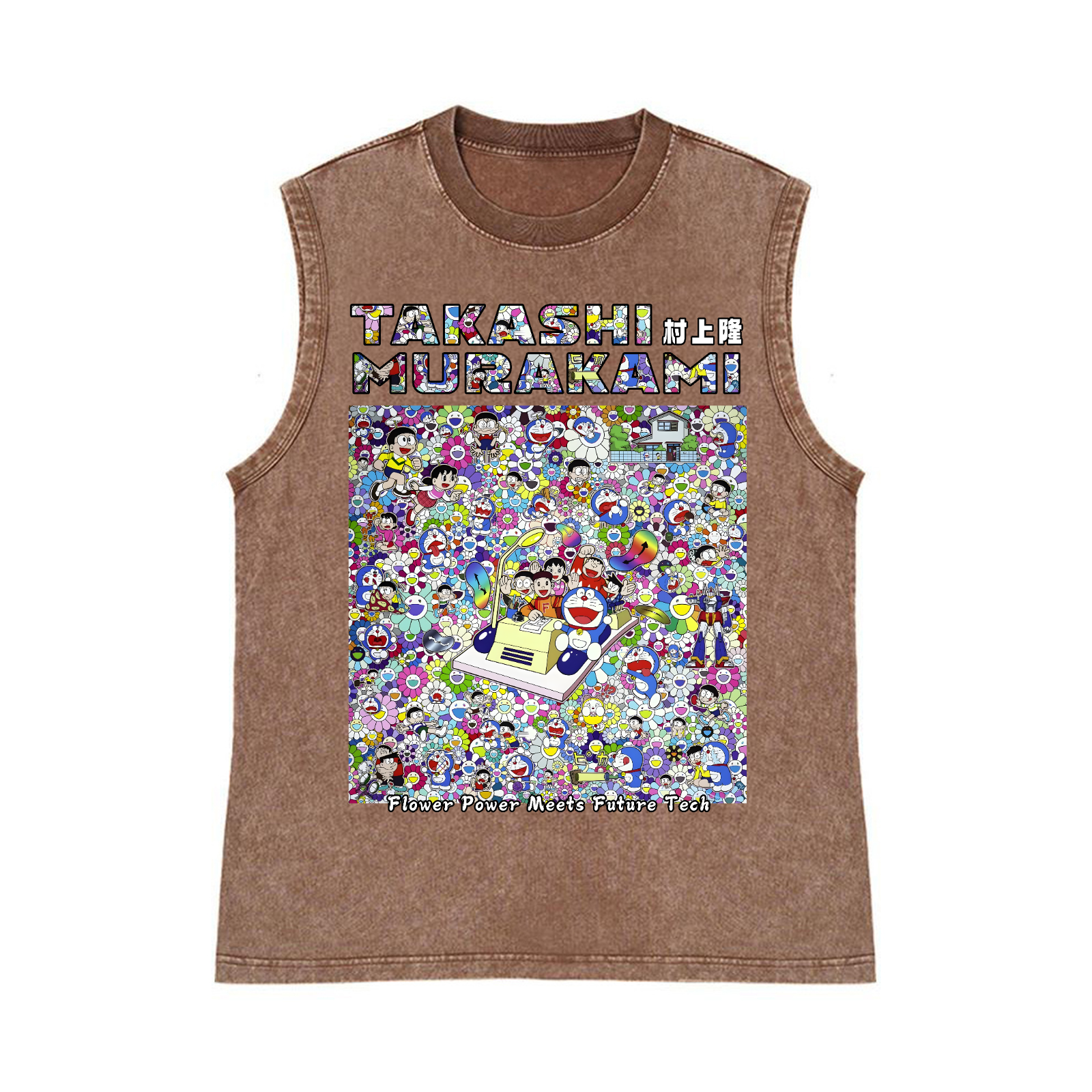 Doraemon Sunflower TM Pure Cotton Wash-Dyed Sleeveless Tank Top