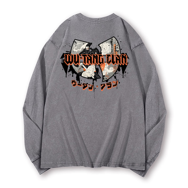 Wu Tang Clan Vintage Washed Cotton Back Art Long-sleeve T-shirt