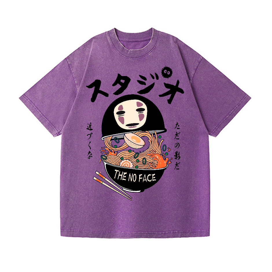 Ghibli No Face Kaonashi Ramen Vintage Wash Japanese Design T-Shirt