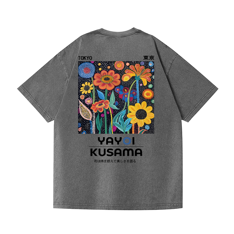 Yayoi Kusama Vintage Wash Japanese Design Back Art T-Shirt