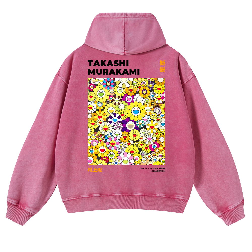 TM Flower Vintage Washed Cotton Back Art Hoodie