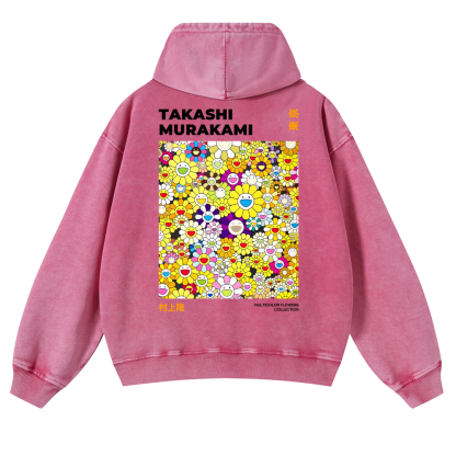 TM Flower Vintage Washed Cotton Back Art Hoodie