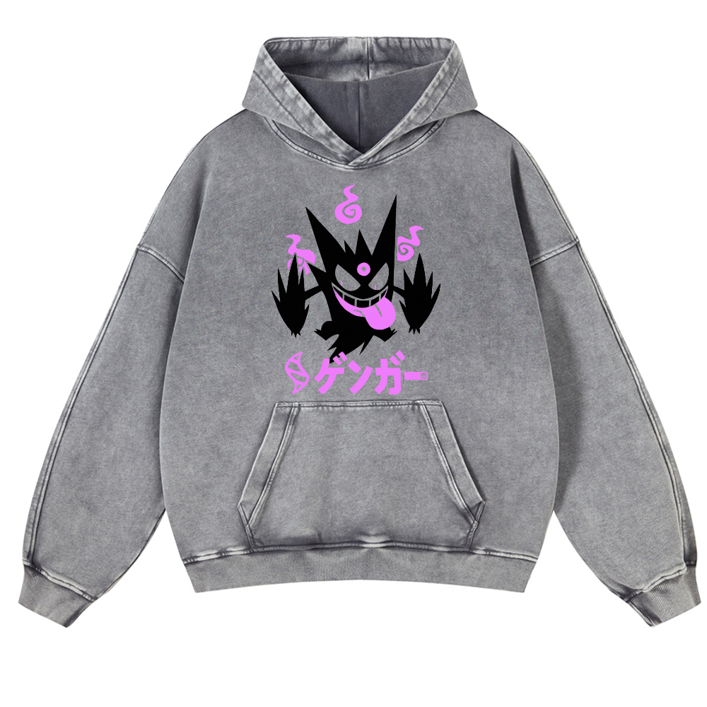 Gengar Vintage Washed Thick Cotton Hoodie
