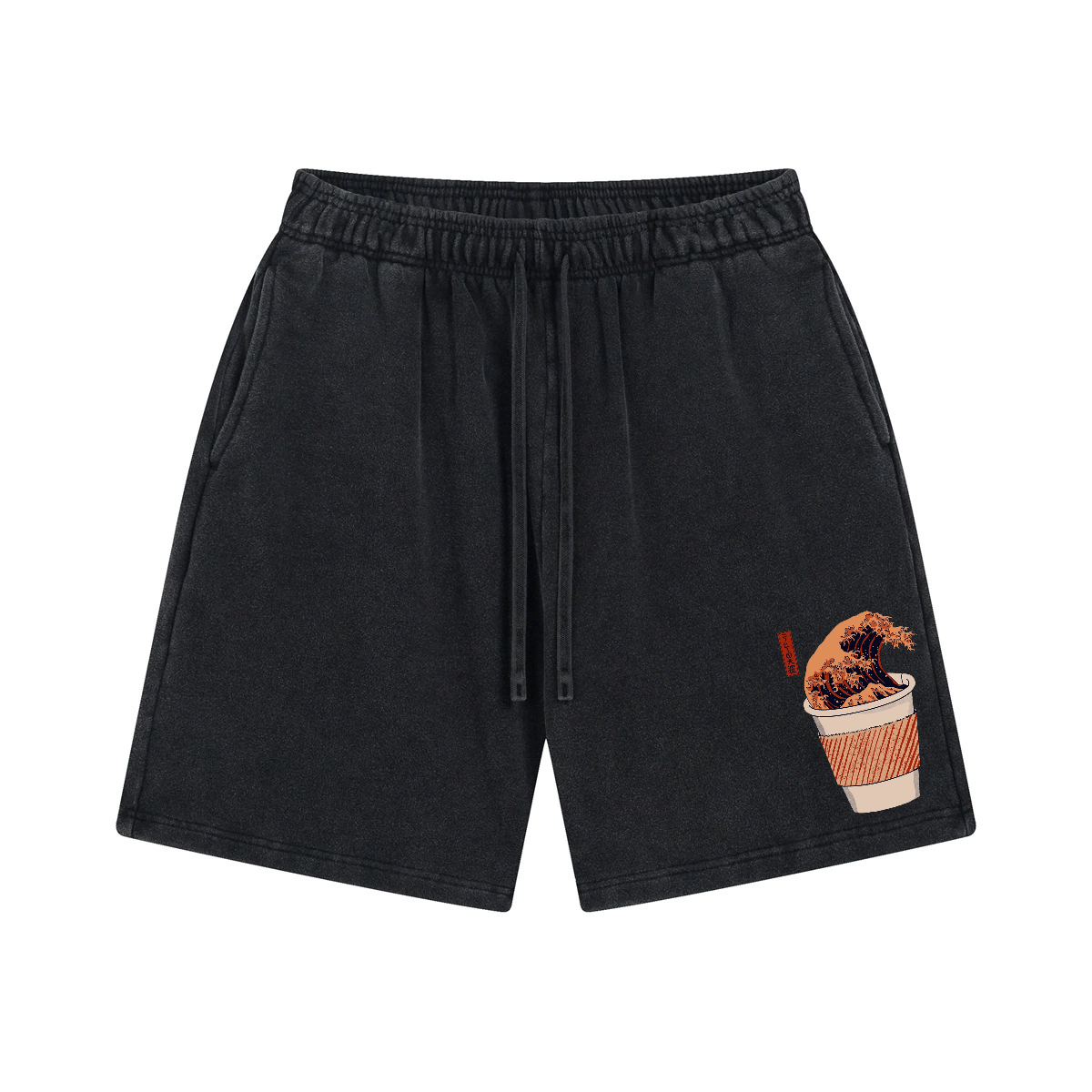 Katsushika Hokusai Wave Vintage Washed Cotton Shorts