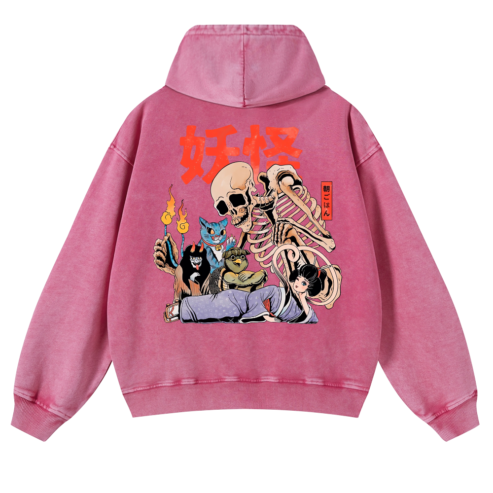 Gengar Vintage Washed Cotton Back Art Hoodie