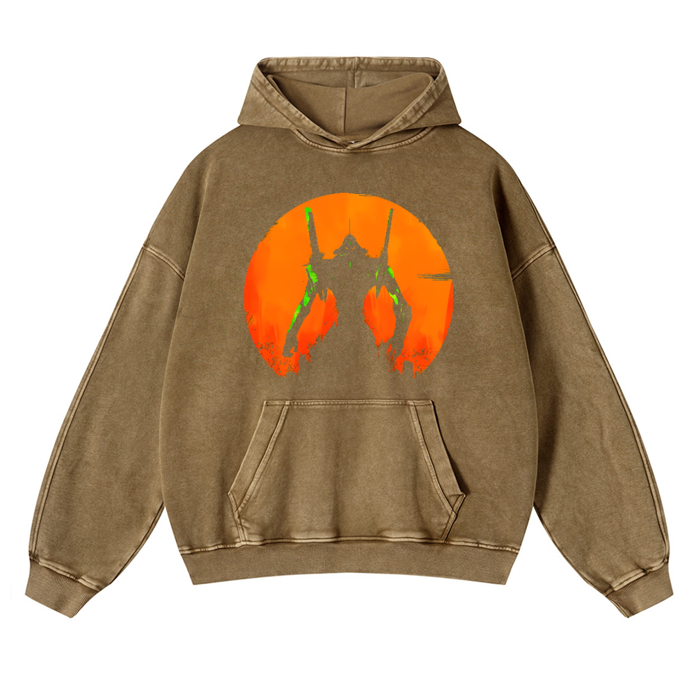 Evangelion Vintage Washed Thick Cotton Hoodie