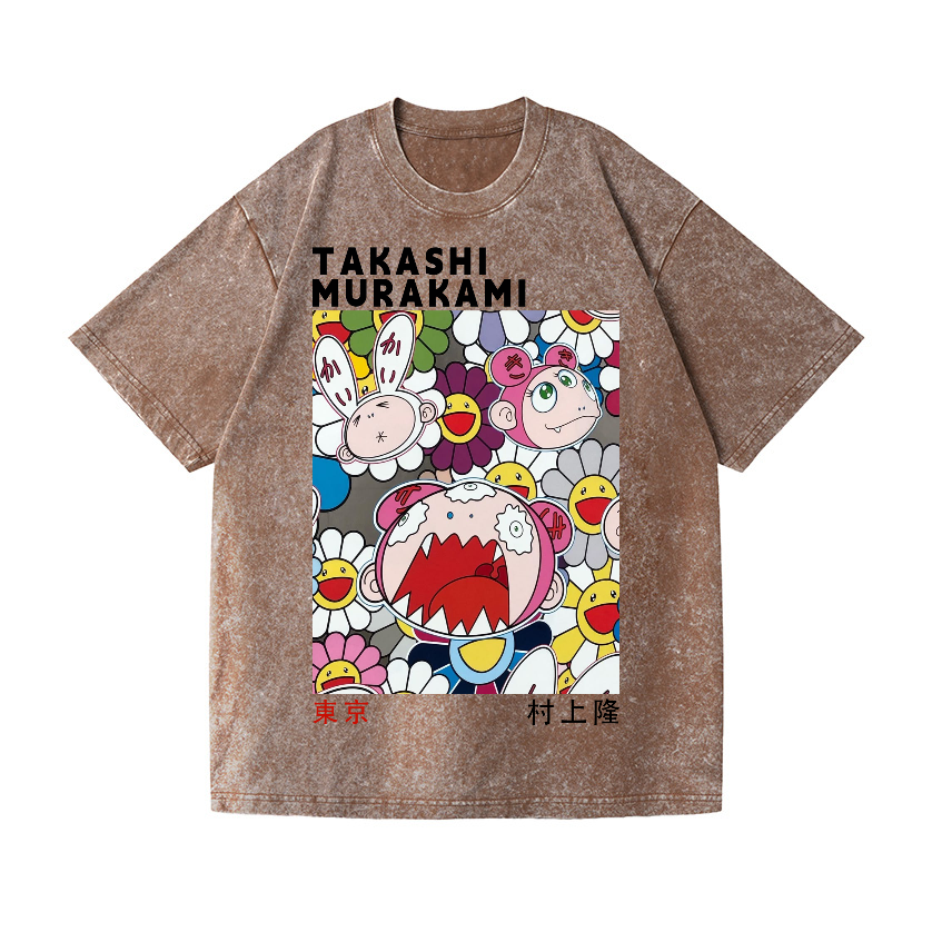 Rabbit Flower TM Vintage Wash Japanese Design T-Shirt