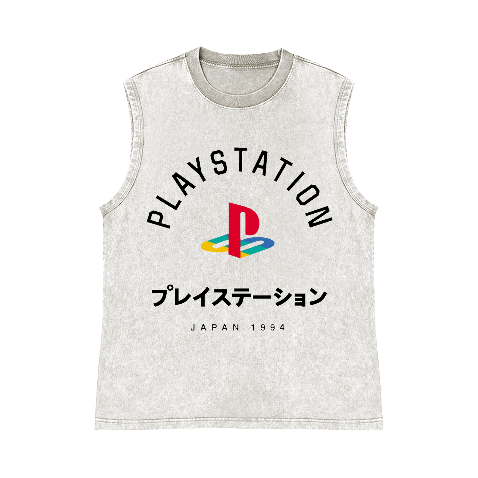 Play Station Pure Cotton Wash-Dyed Sleeveless Tank Top