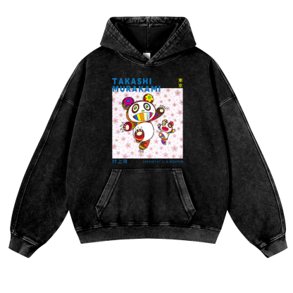 Panda TM Vintage Washed Thick Cotton Hoodie
