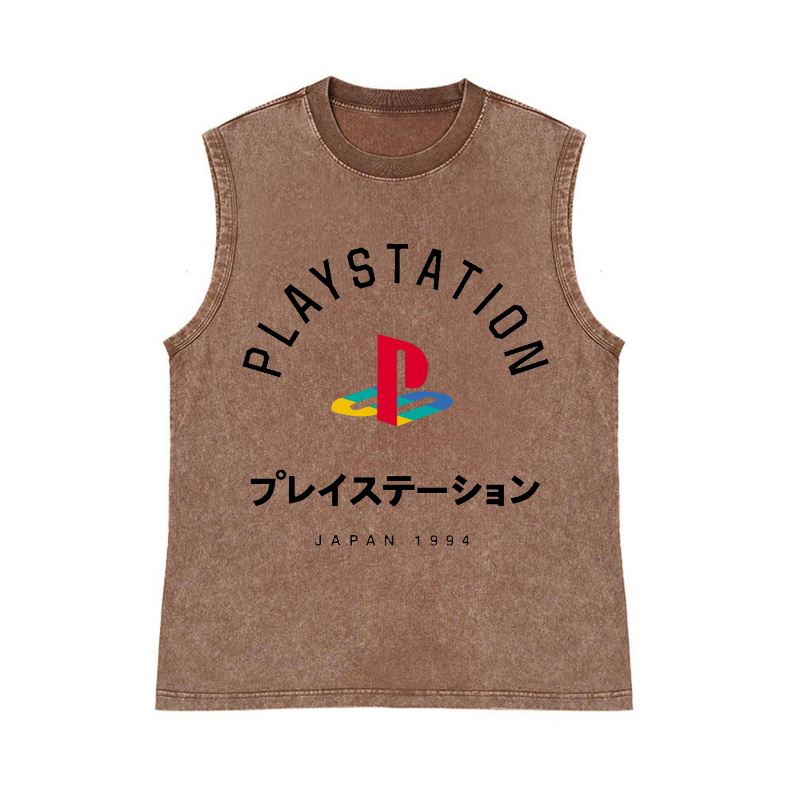 Play Station Pure Cotton Wash-Dyed Sleeveless Tank Top