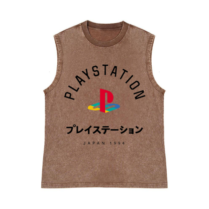 Play Station Pure Cotton Wash-Dyed Sleeveless Tank Top