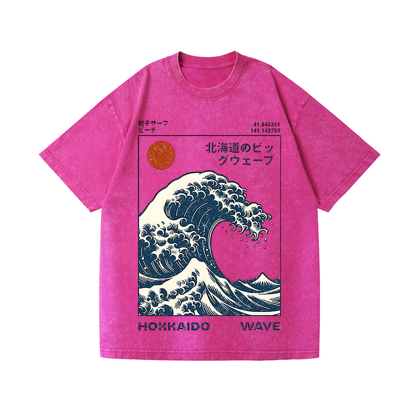 The Wave Ukiyoe Vintage Wash Japanese Design T-Shirt