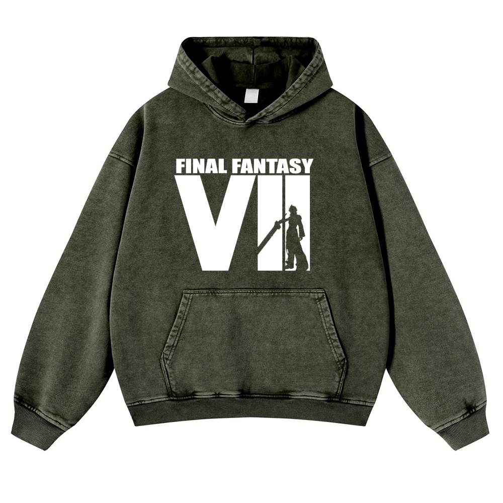 Final Fantasy Vintage Washed Thick Cotton Hoodie
