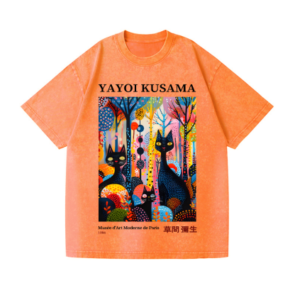 Yayoi Kusama Cat Vintage Wash Japanese Design T-Shirt