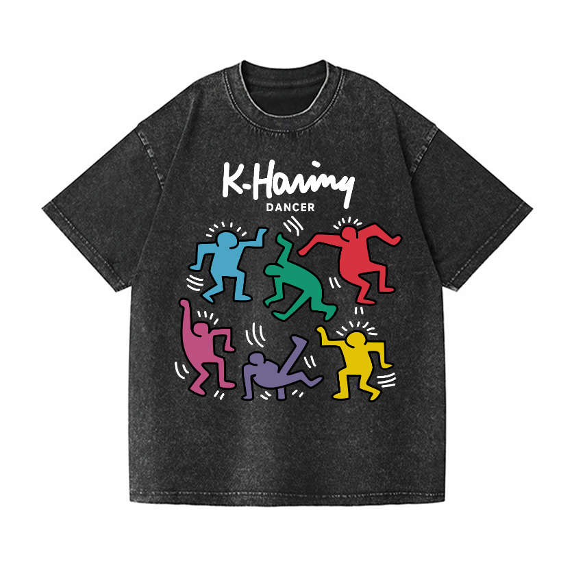 Kaith Haring Dancer Vintage Wash Japanese Design T-Shirt