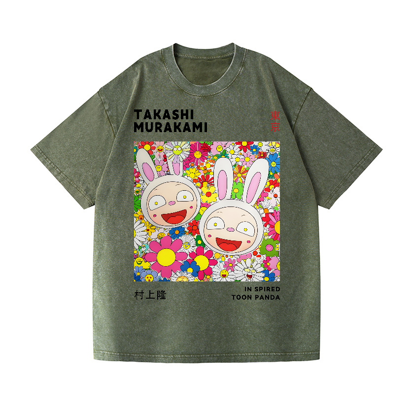 TM Sunflower Rabbit Vintage Wash Japanese Design T-Shirt