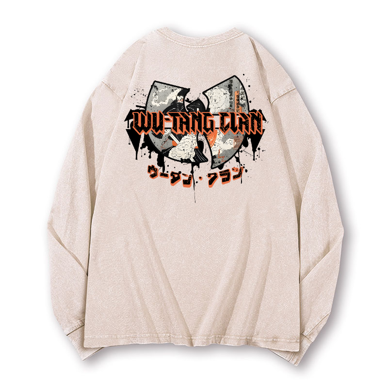 Wu Tang Clan Vintage Washed Cotton Back Art Long-sleeve T-shirt